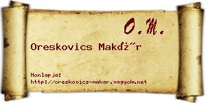 Oreskovics Makár névjegykártya
